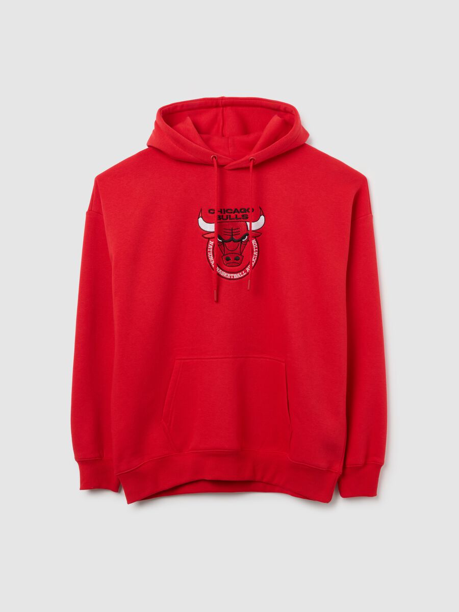 Felpa in misto cotone rossa con logo Chicago Bulls_4