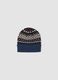 Berretto blu navy in maglia jacquard con risvolto_0