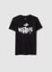 Regular fit boys' black pure cotton T-shirt with lettering_0