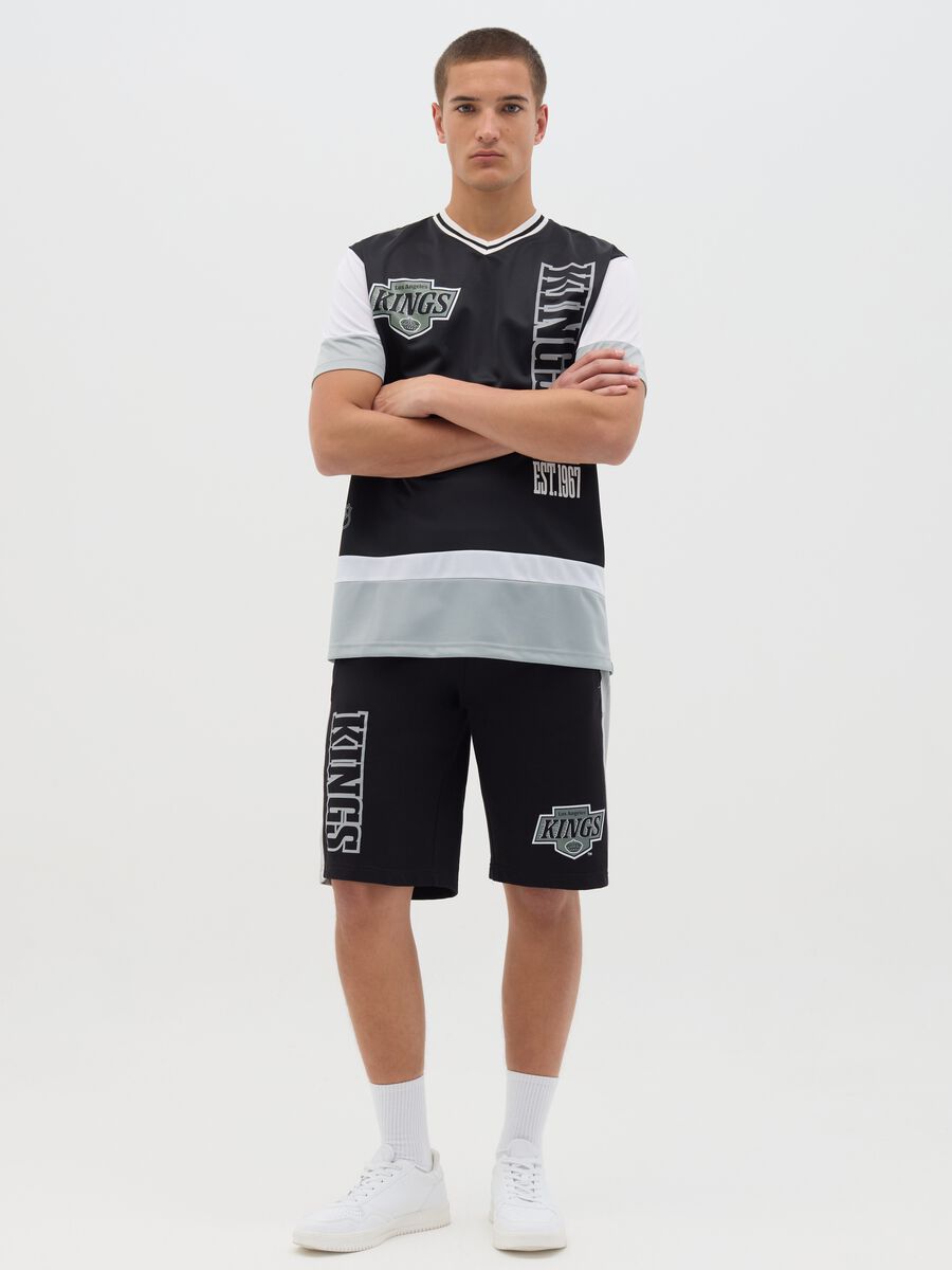 Black Sports Shorts with Kings Print_1