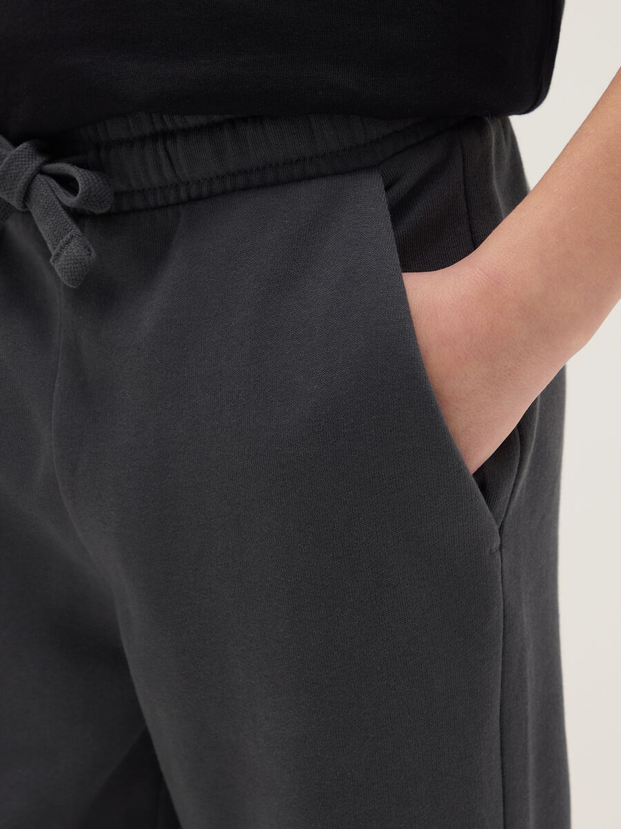 Pantaloni jogger neri da ragazzo in puro cotone regular fit_2