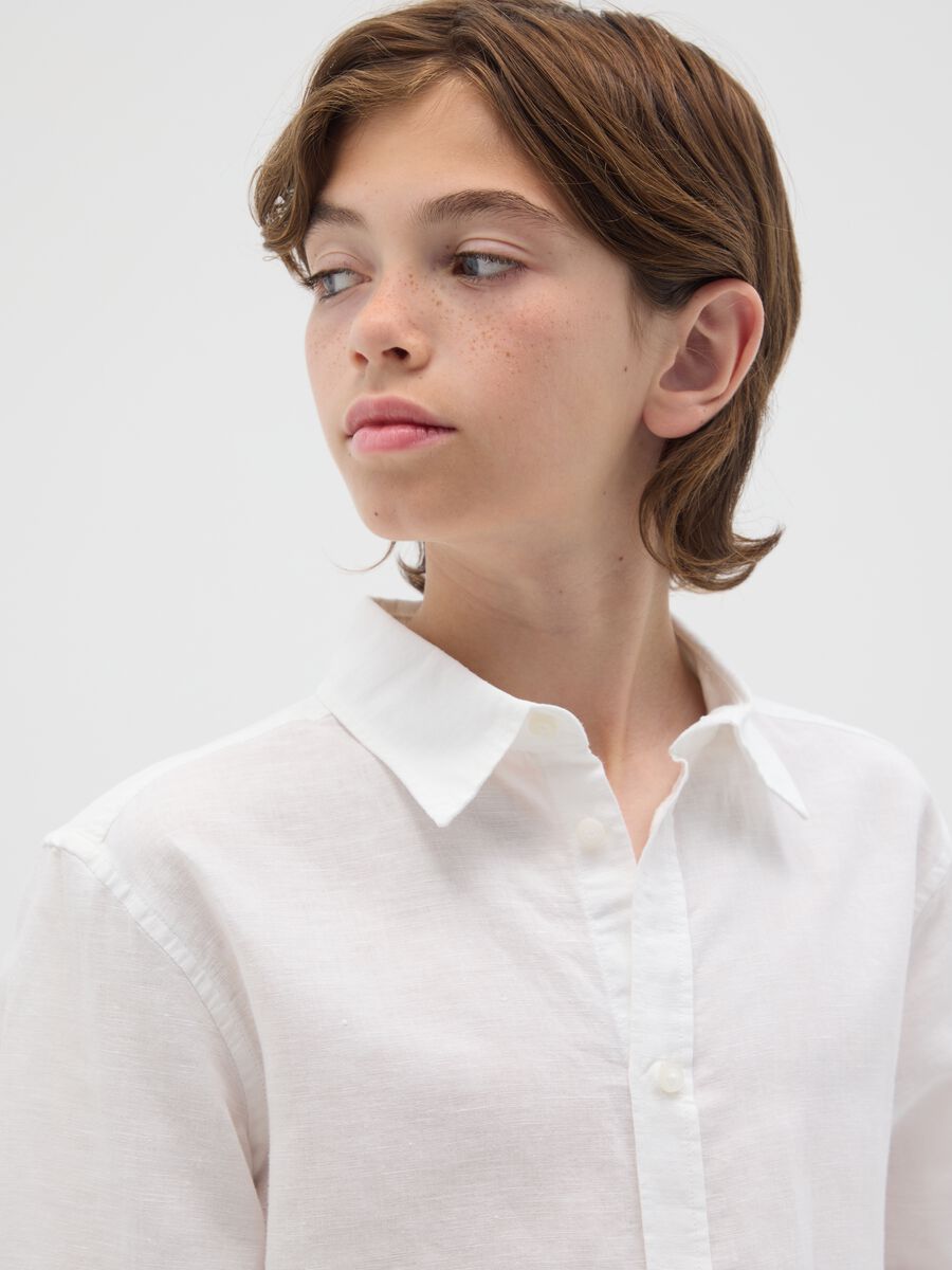Camicia bianca in lino e cotone_1