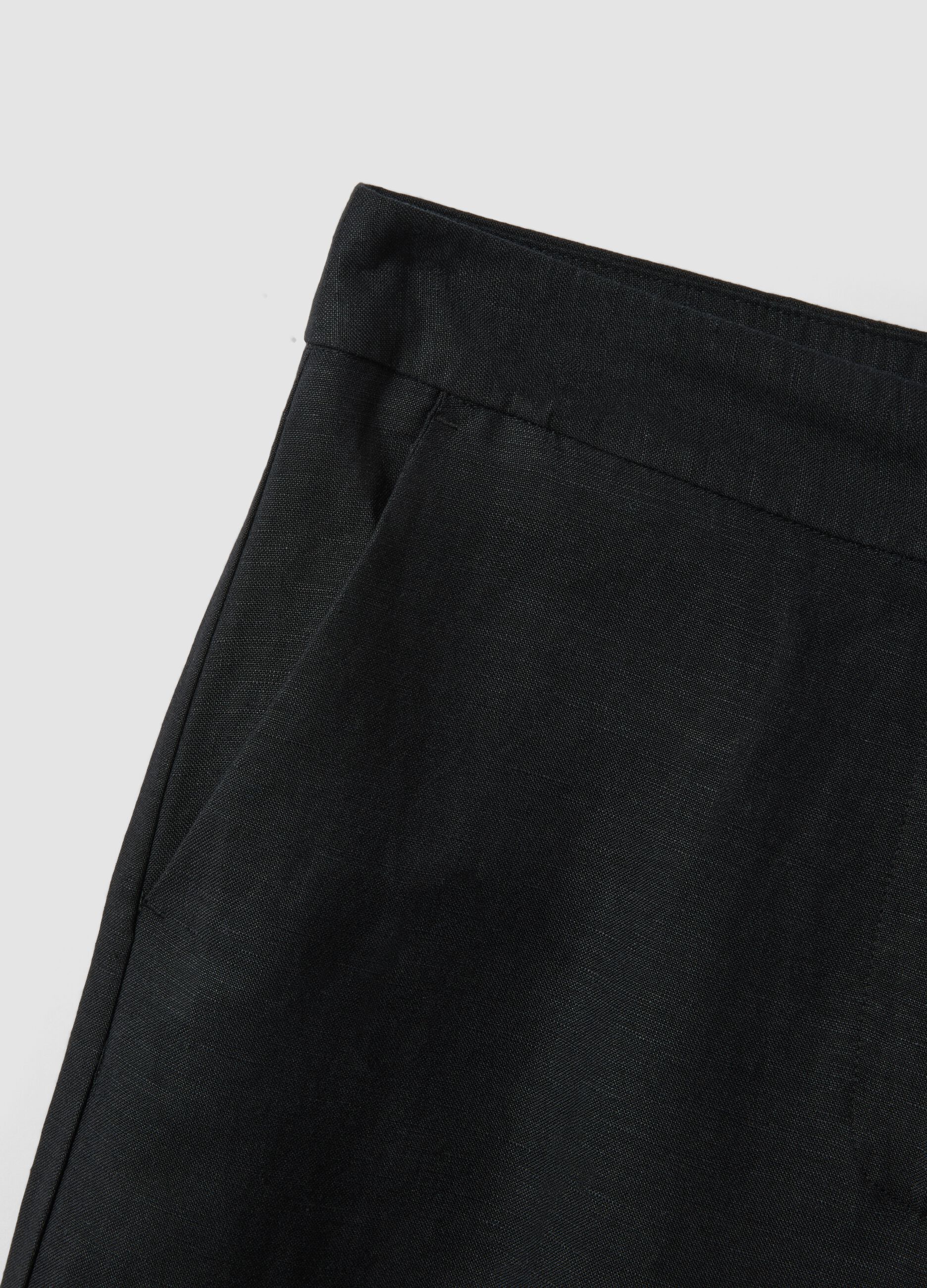 Black linen-viscose blend straight-fit trousers