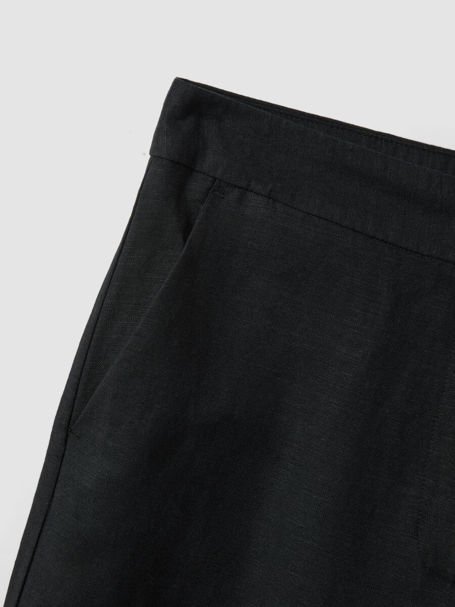 Black linen-viscose blend straight-fit trousers_5