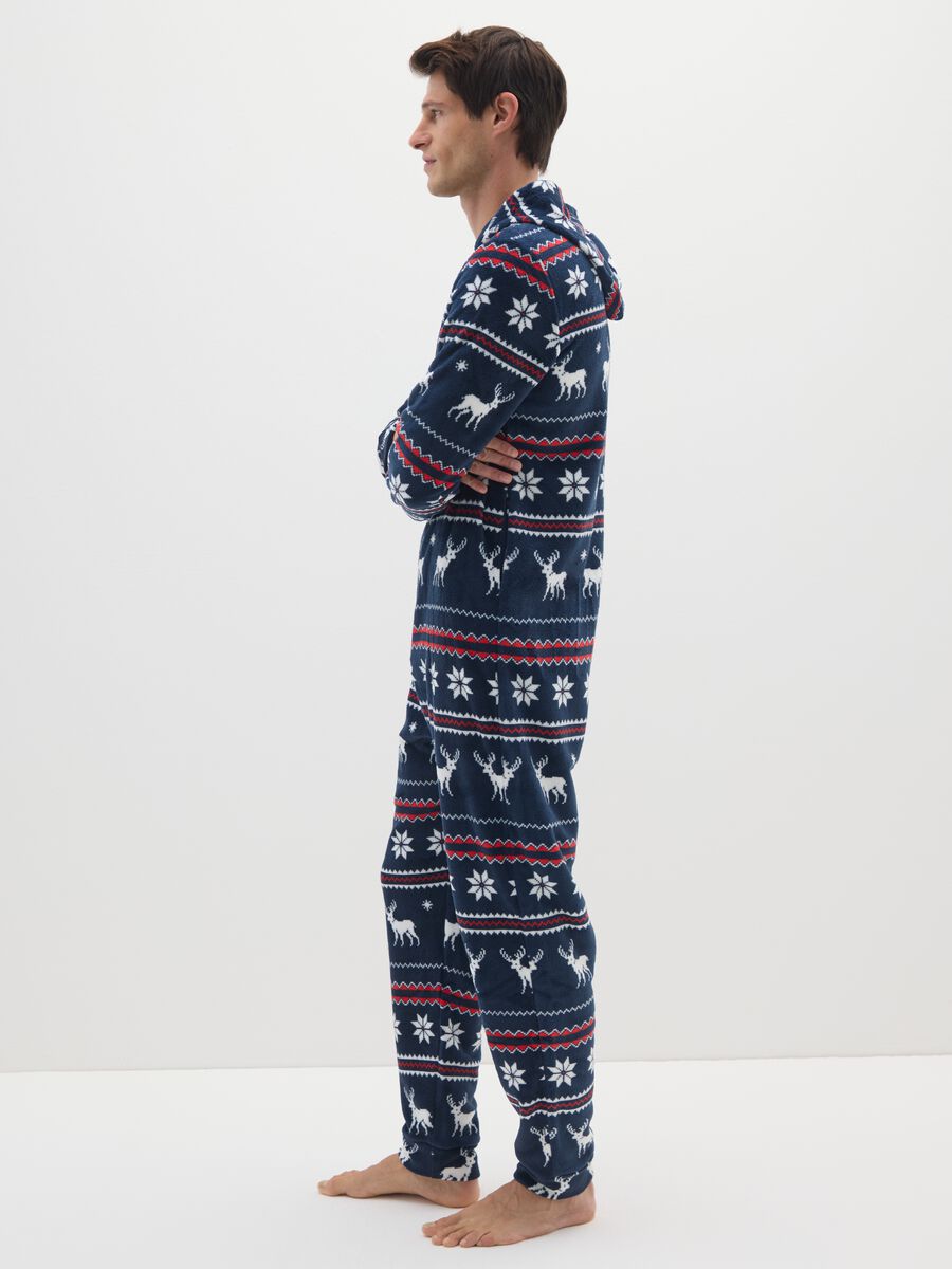 Multicolour fleece pyjamas with regular fit and Christmas pattern_1