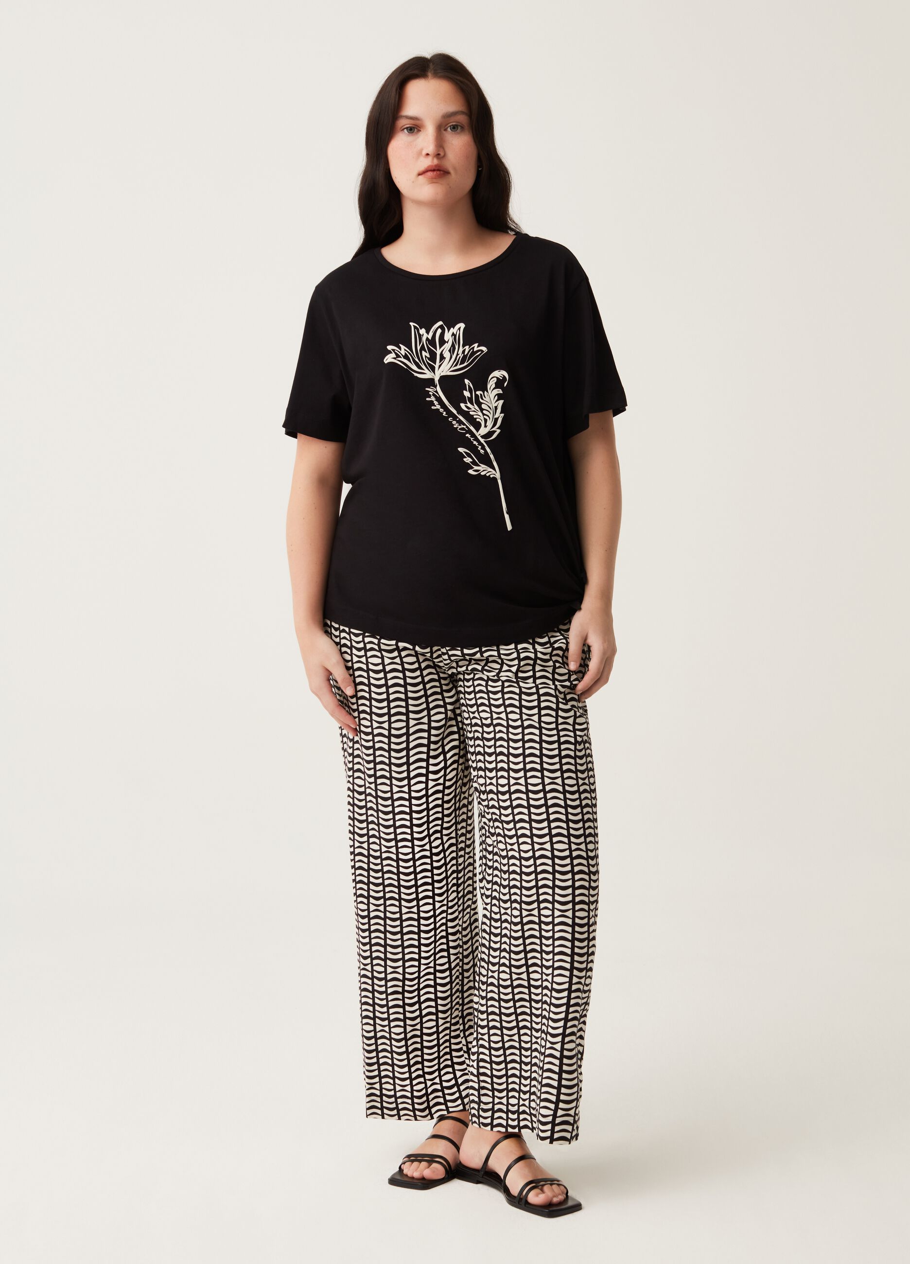 Pantaloni wide leg stampa all-over Curvy MYA_0