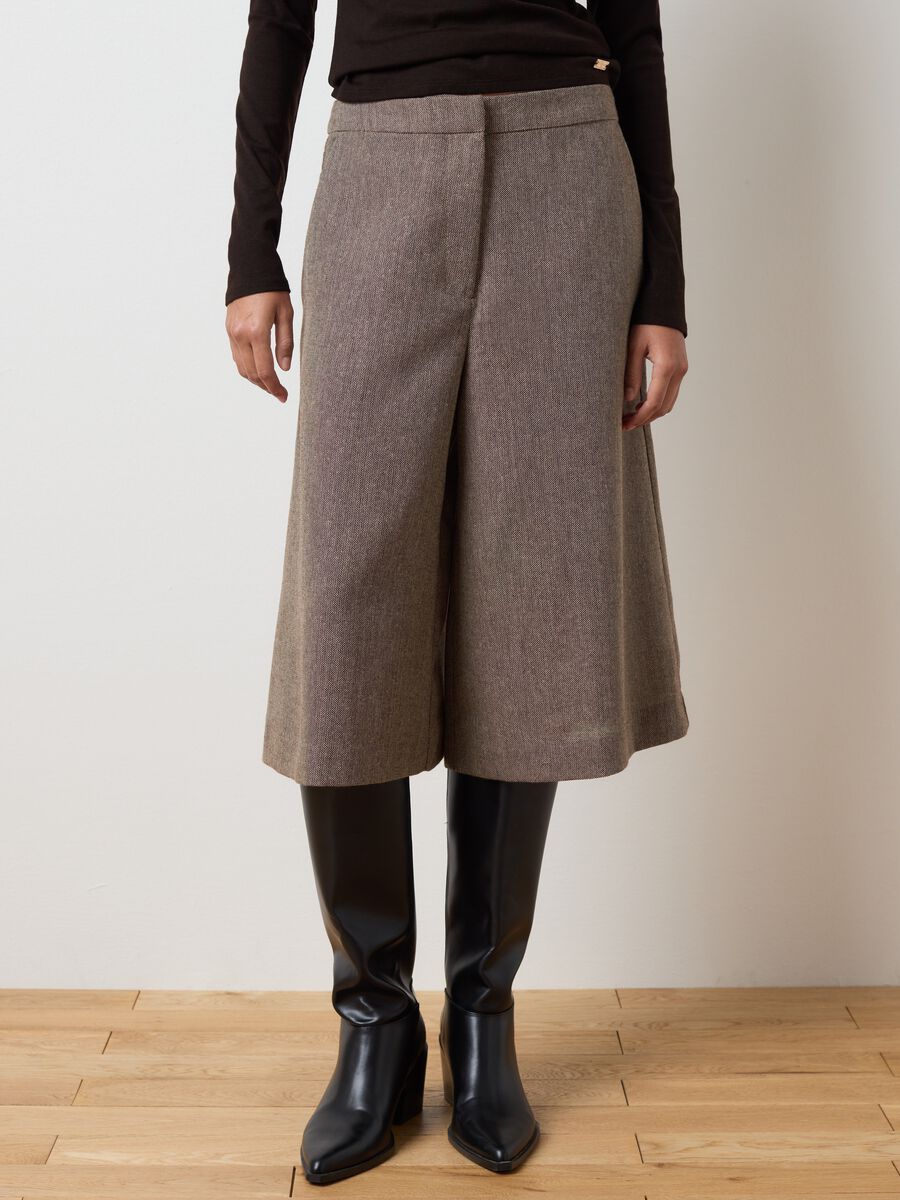 Brown Tweed Wool Blend Skirt_1