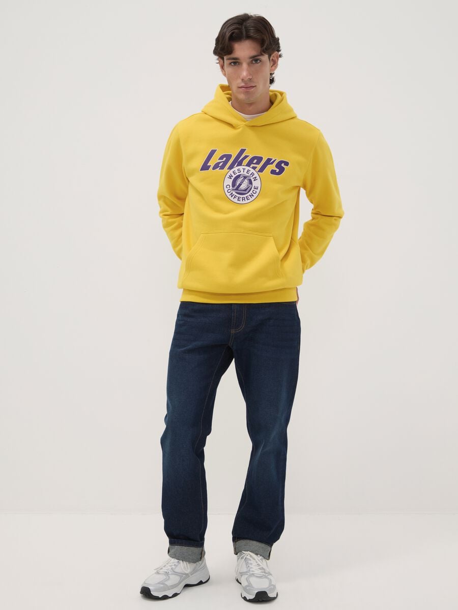 Felpa gialla con cappuccio in misto cotone con stampa Lakers_2