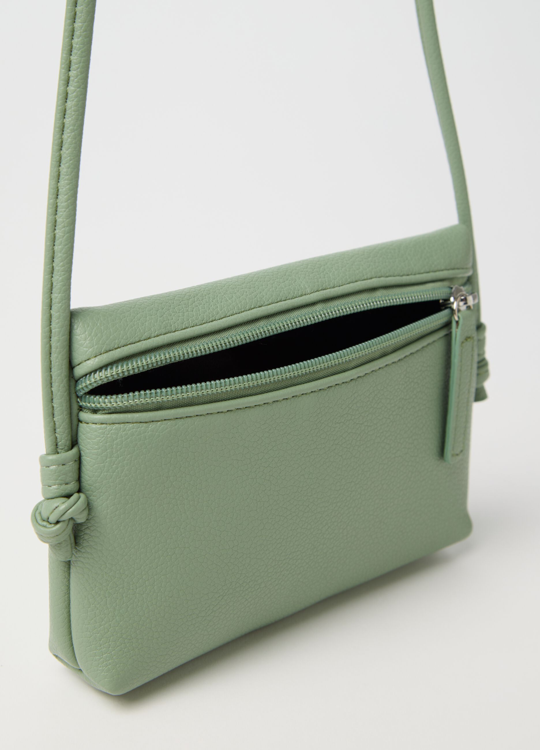 Green clutch bag with zip