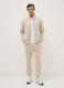 Beige cotton blend jogger trousers regular fit_0