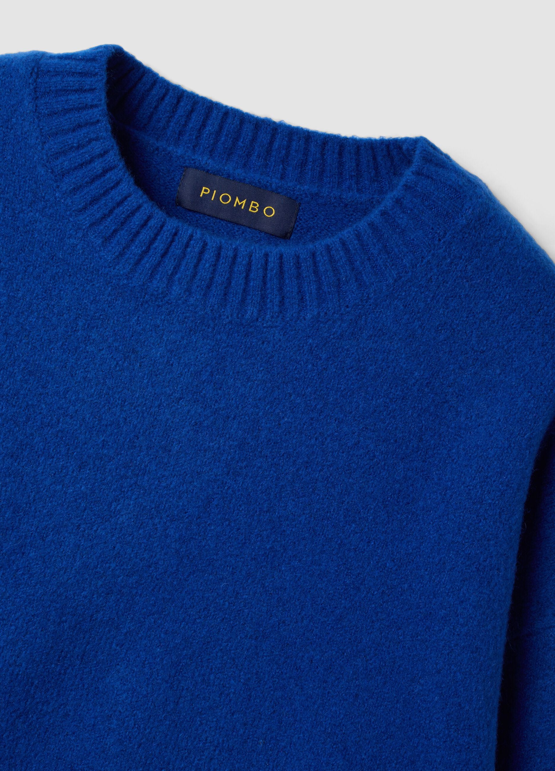 Maglia blu royal girocollo in lana elasticizzata