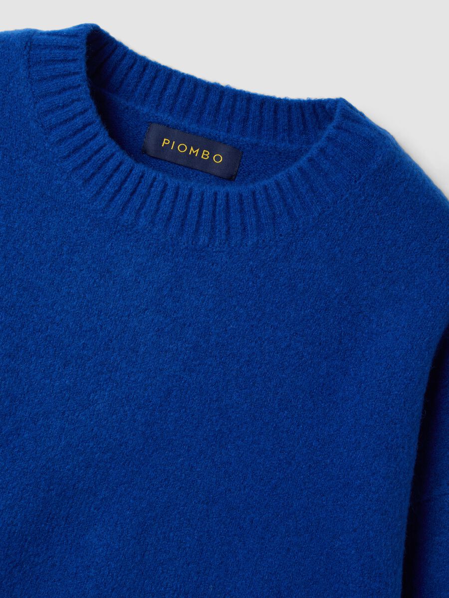 Royal blue crew-neck jumper in stretch wool_2