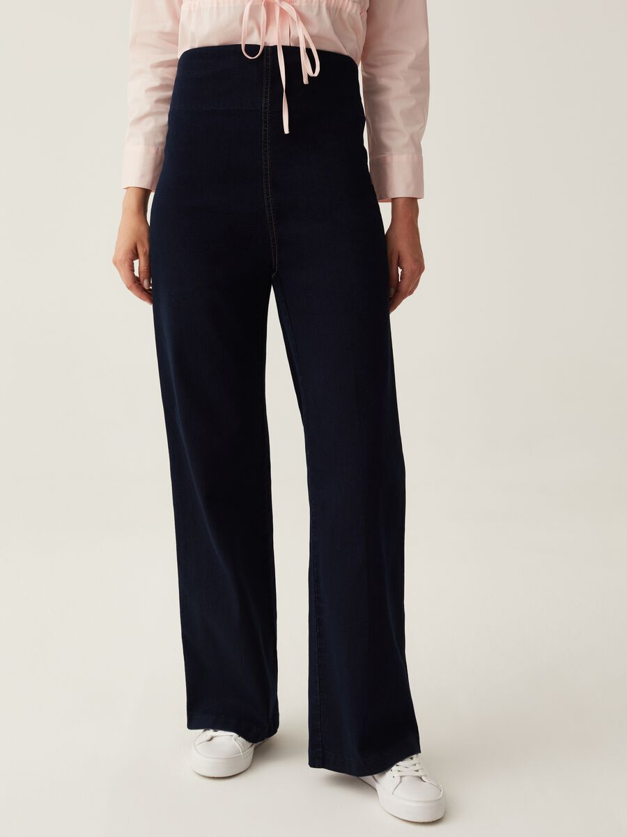 Pantalone palazzo premaman in denim_4