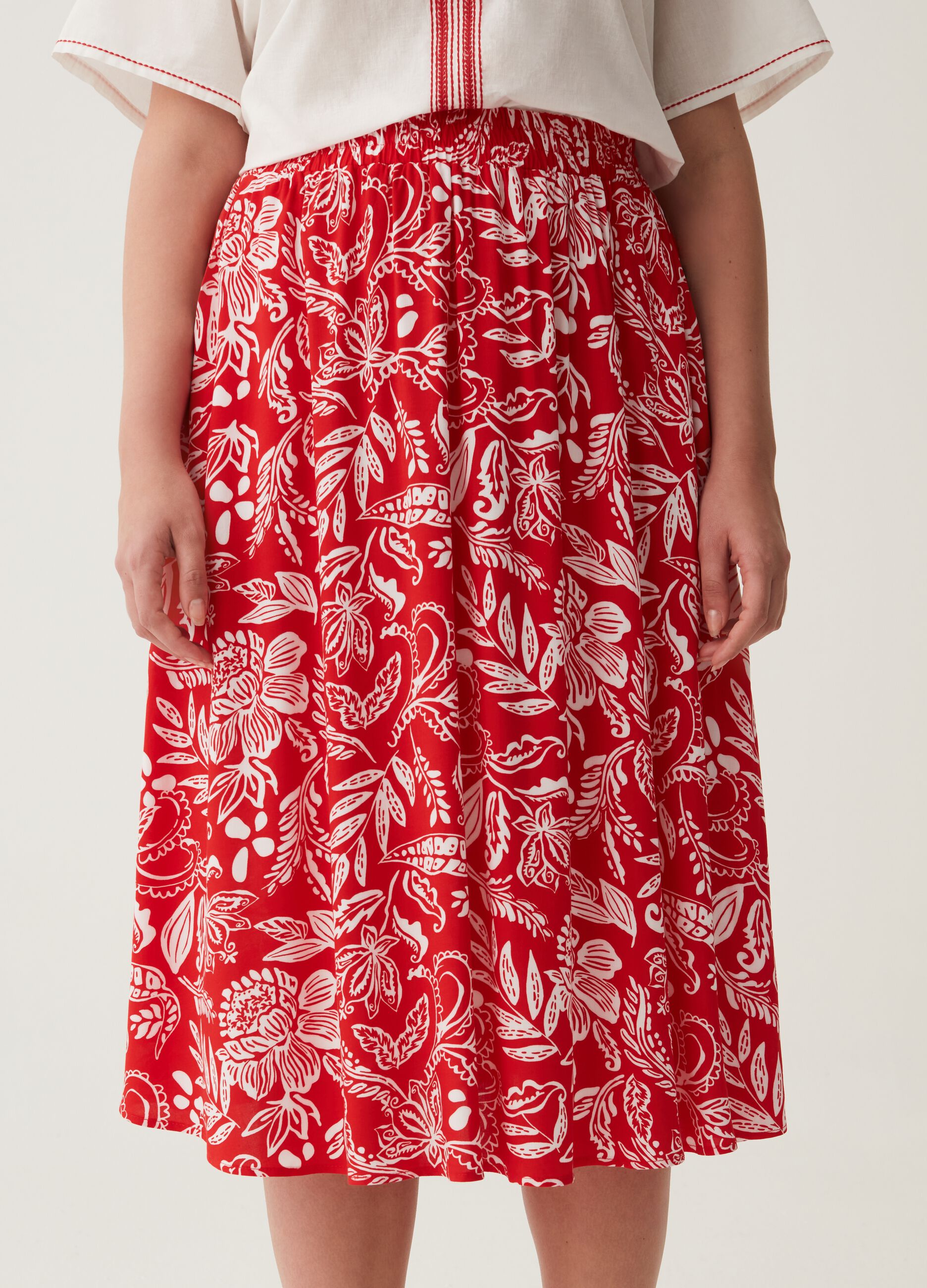 Gonna midi con stampa floreale Curvy MYA_1
