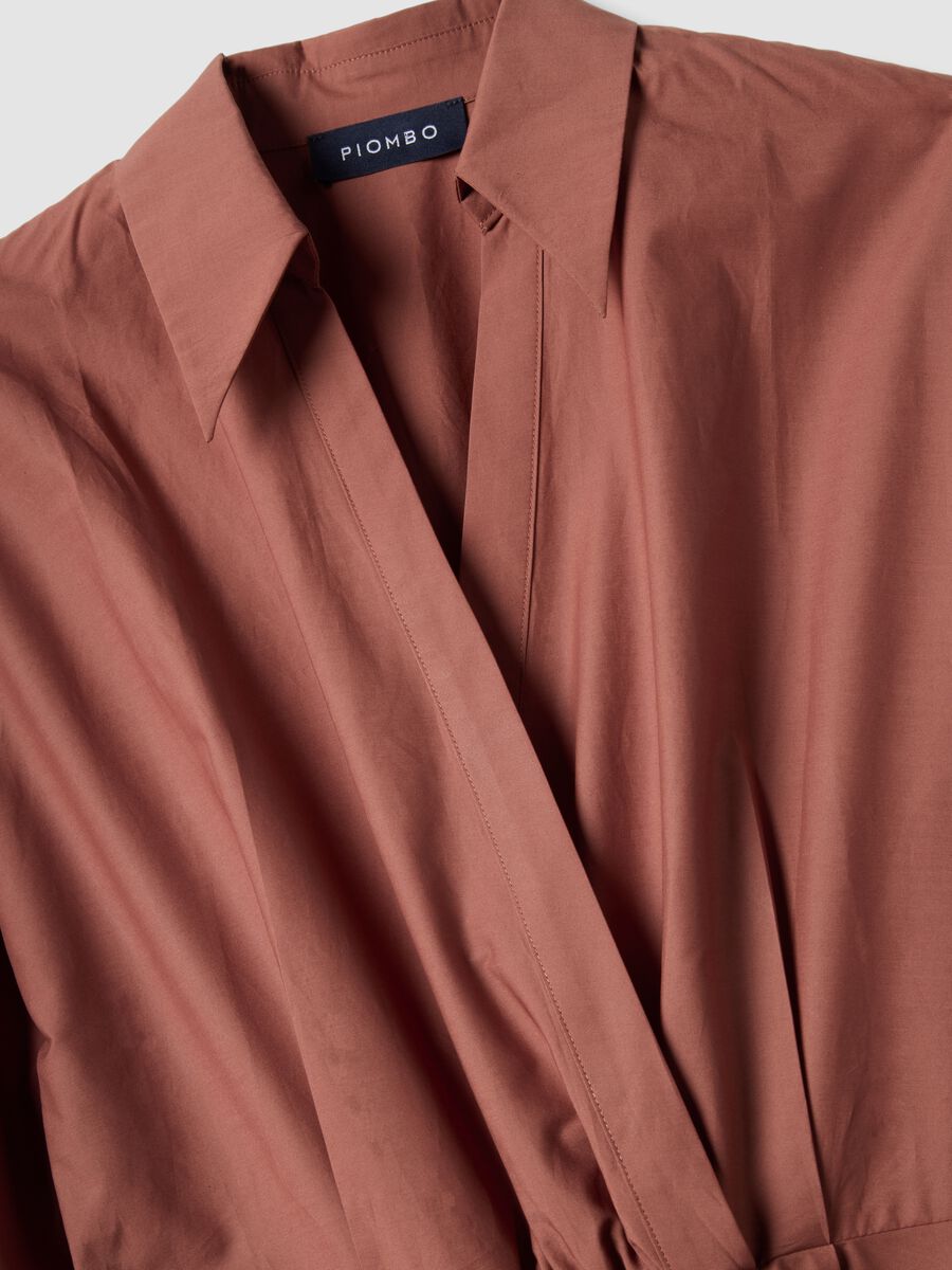 Long dress in pure brown cotton, regular fit_6