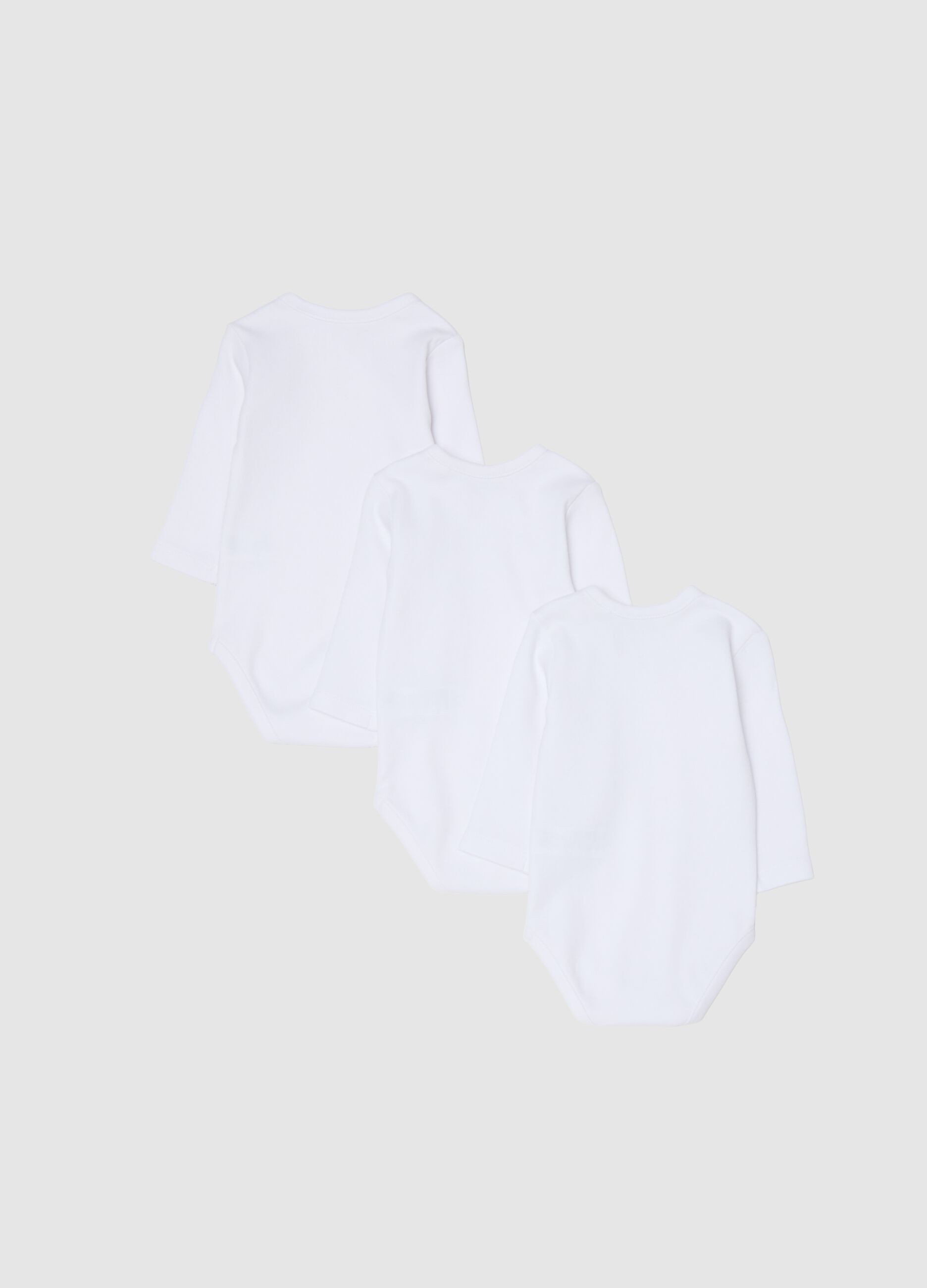 Pure White Cotton Baby Bodysuit Tripack