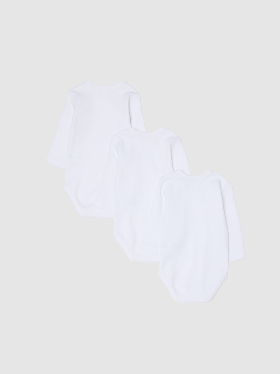 Pure White Cotton Baby Bodysuit Tripack_1