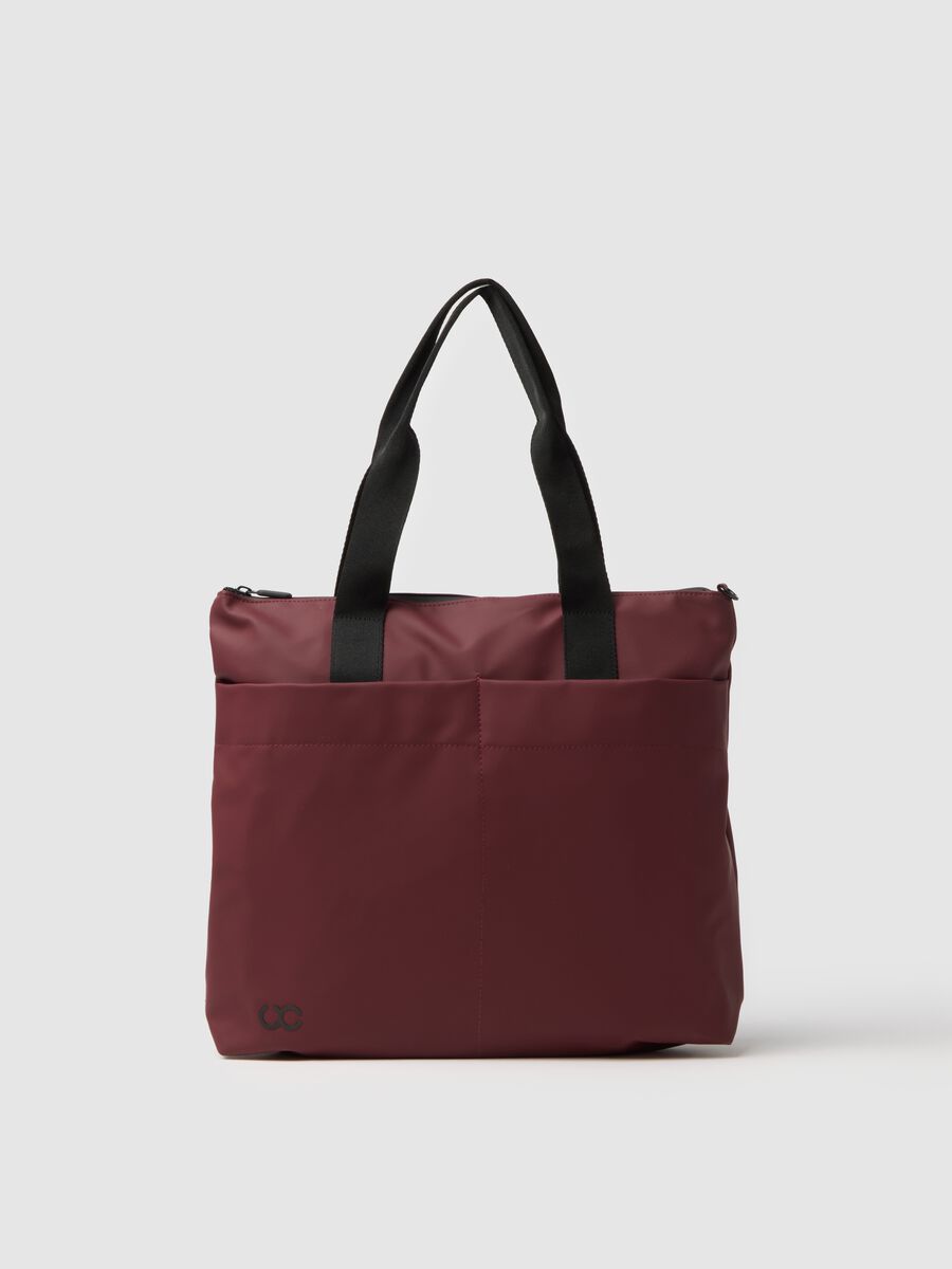 Shopper rossa con tasche_0