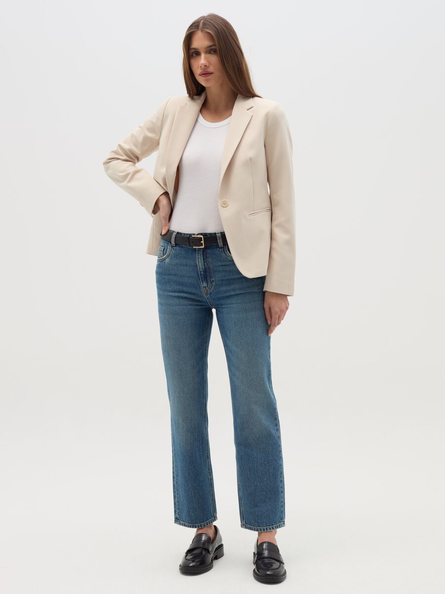 Curvy solid colour single-breasted blazer_1
