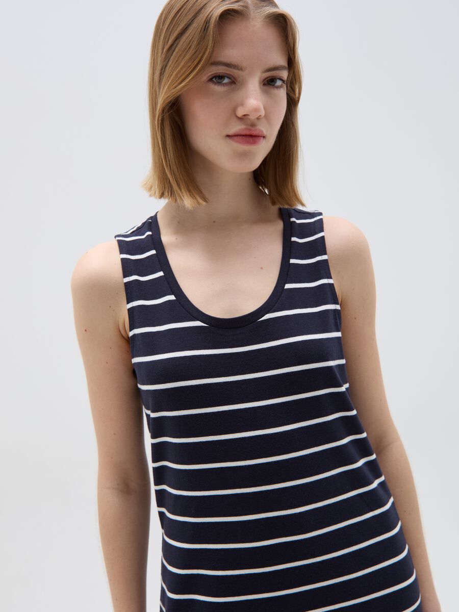 Essential long striped dress with splits_1