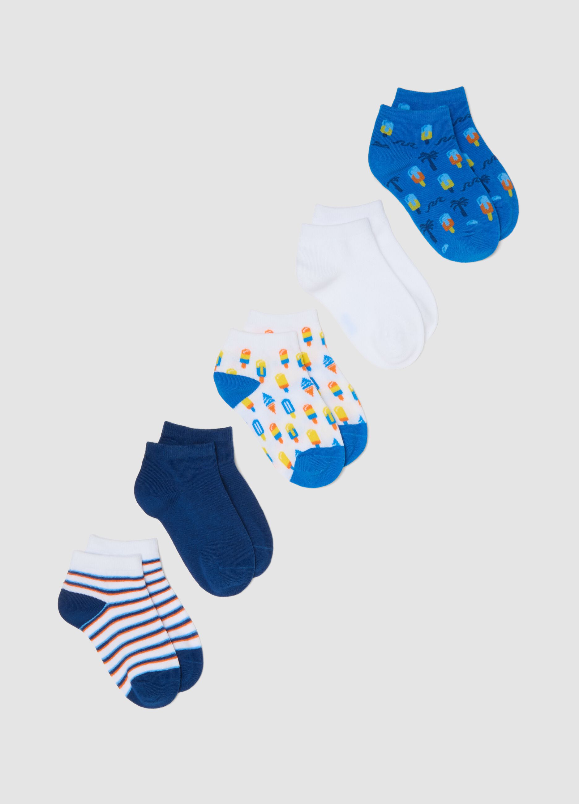Kids&rsquo; multicolour stretch cotton-blend socks multipack