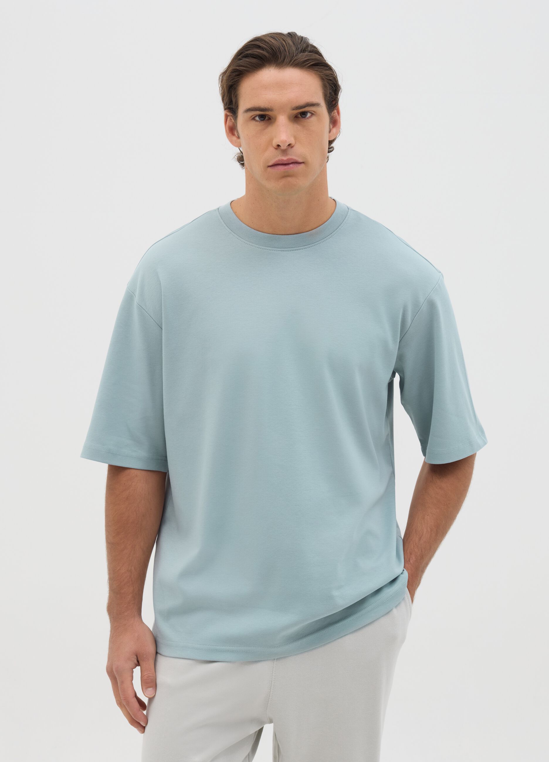 Blue boxy fit t-shirt in pure cotton