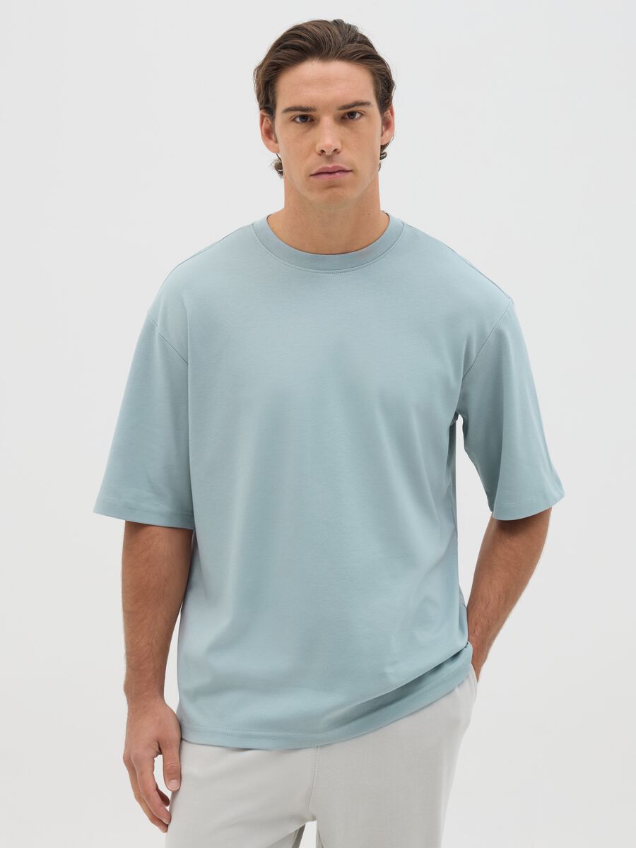 Blue boxy fit t-shirt in pure cotton_0