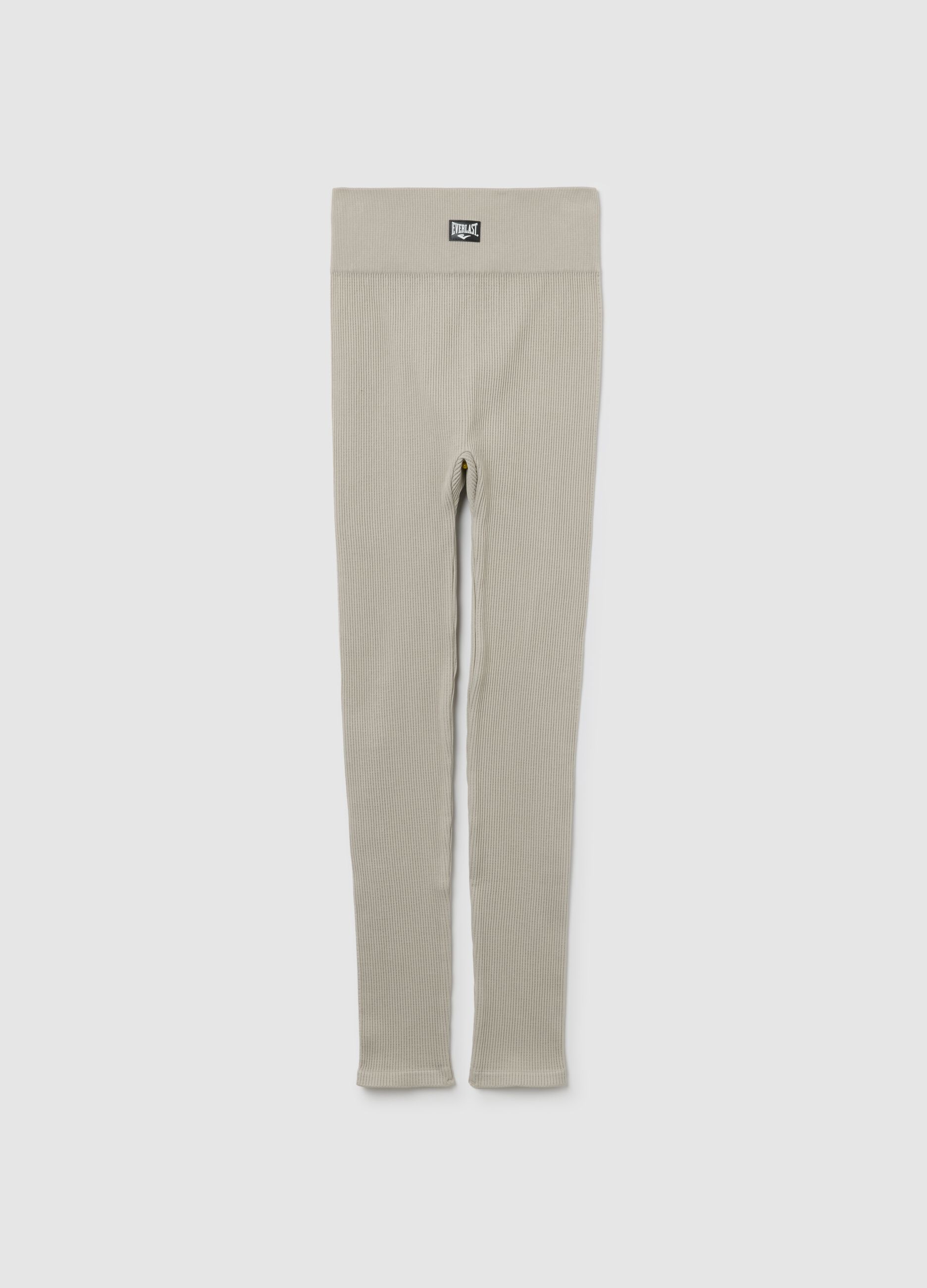 Grey striped regular fit long leggings with Everlast logo