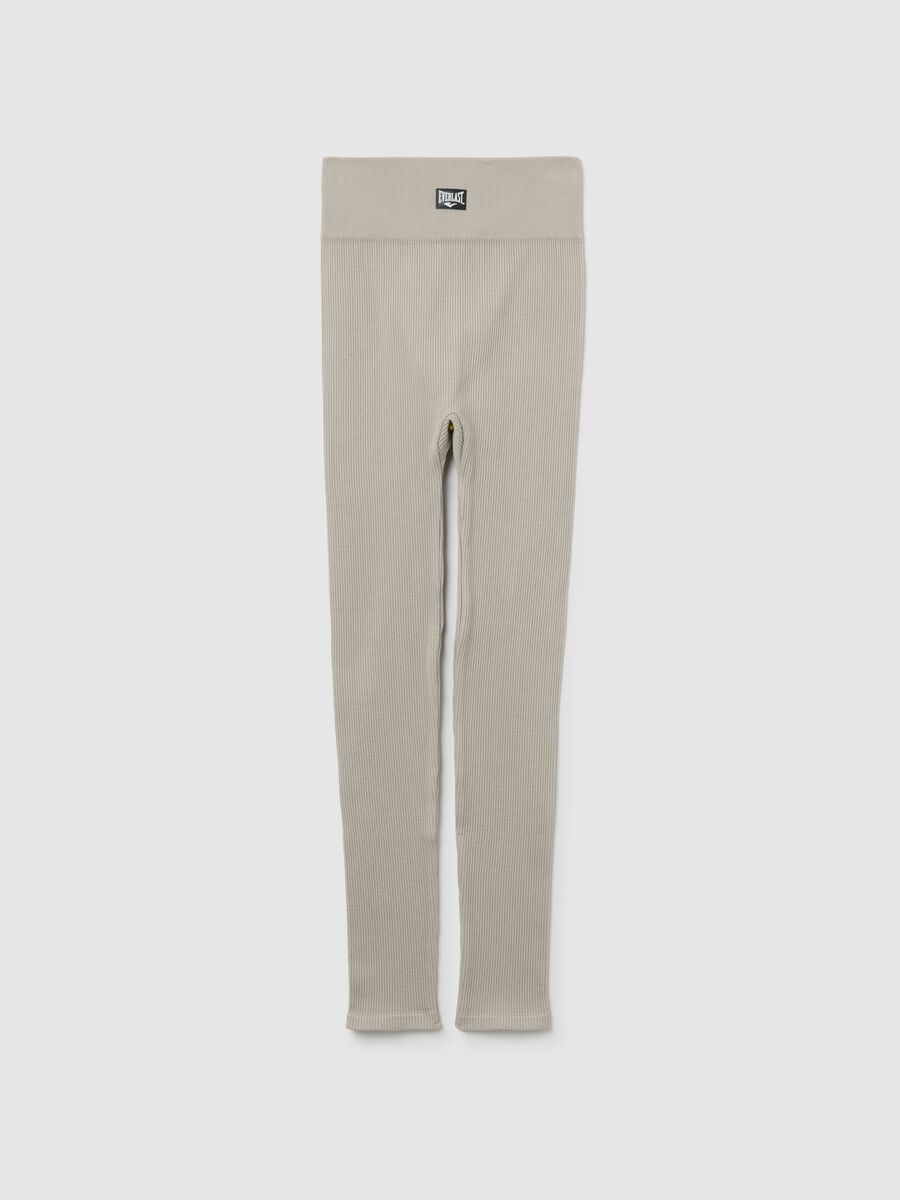 Leggings lunghi grigi a righe regular fit con logo Everlast_0