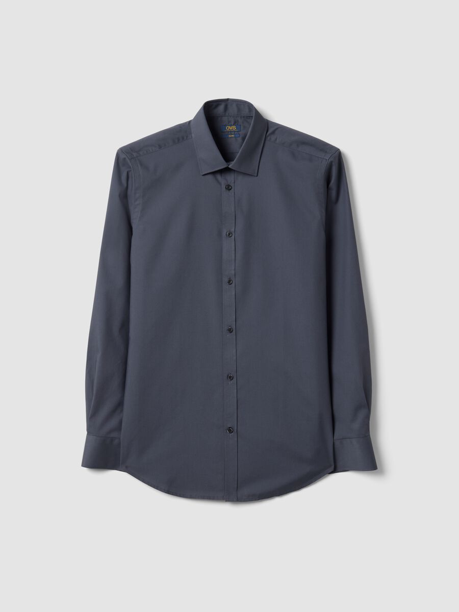 Camicia grigia slim fit con colletto classico easy iron_4