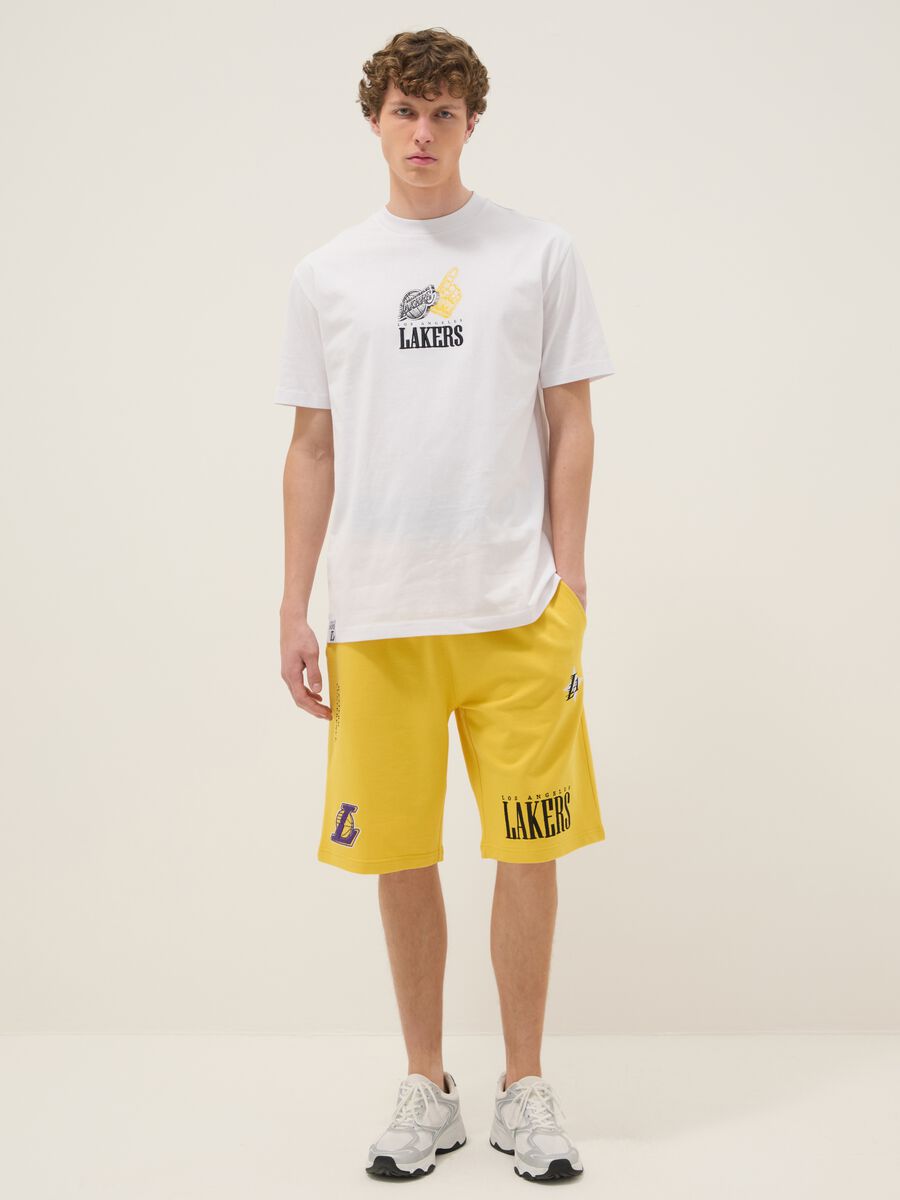 White pure cotton T-shirt with Los Angeles Lakers logo_1