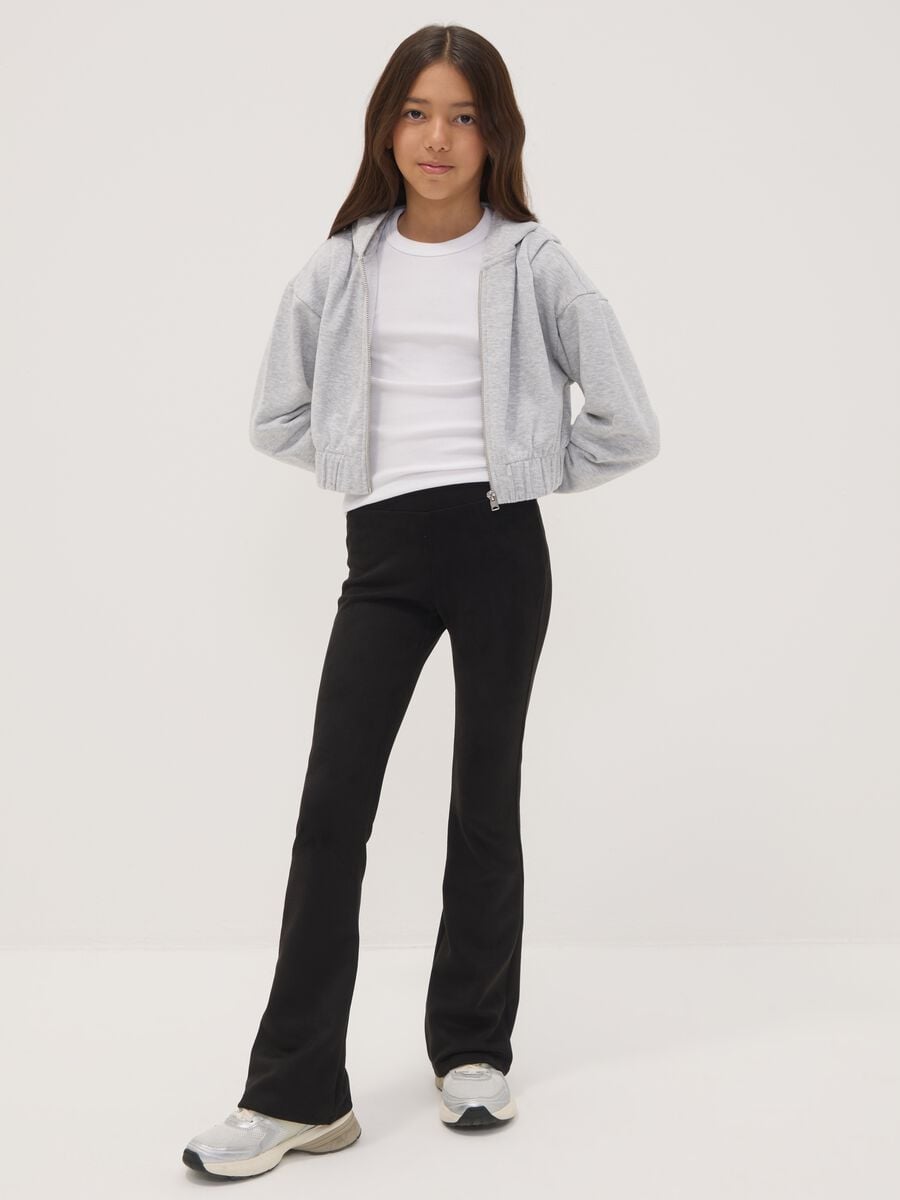 Leggings neri flare in tessuto elasticizzato_0