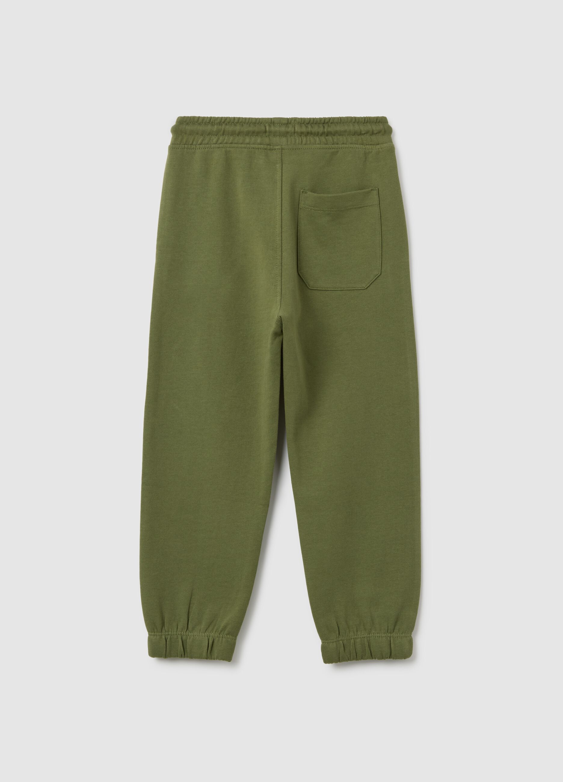 Children's green regular fit jogger trousers in pure cotton