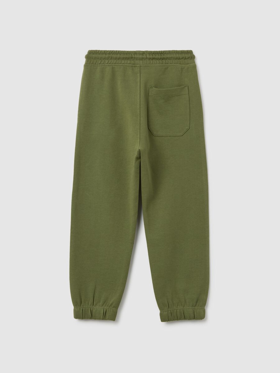 Children's green regular fit jogger trousers in pure cotton_1