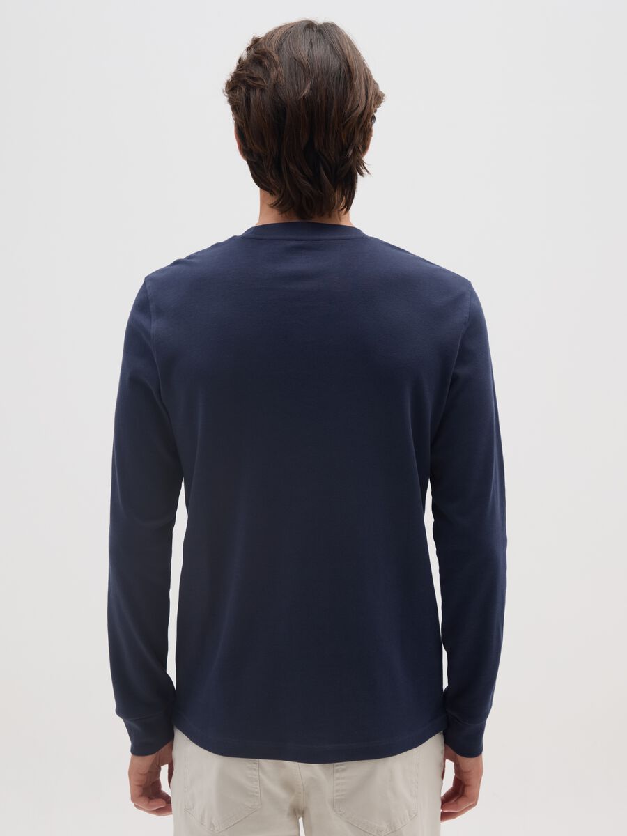 Maglia a maniche lunghe da ragazzo in puro cotone blu _2