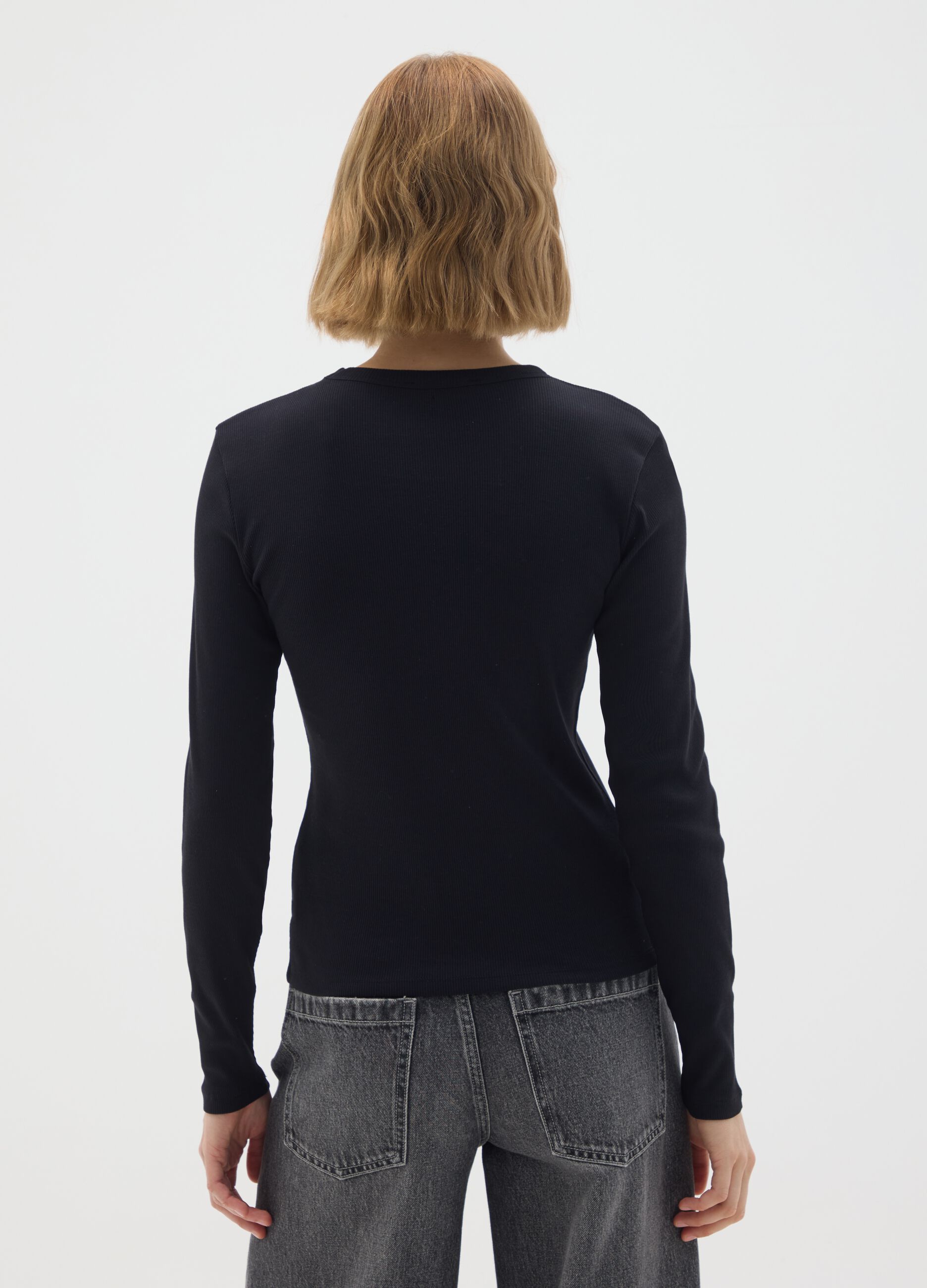 Black pure cotton regular fit T-shirt