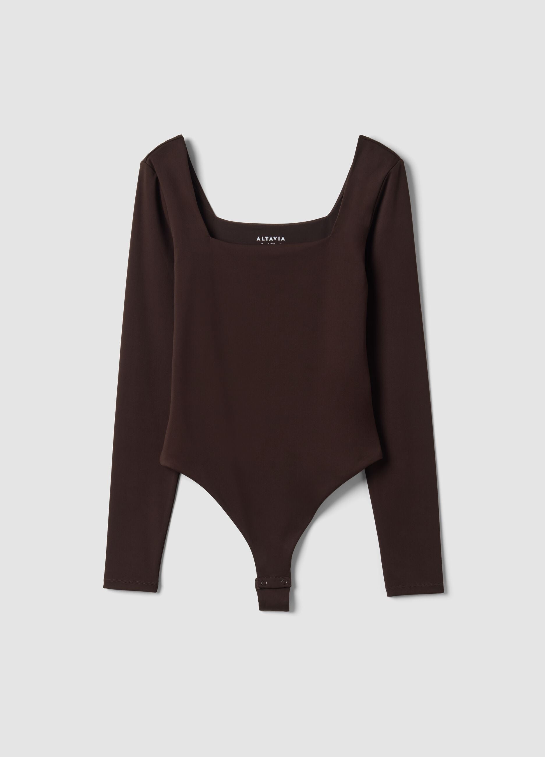 Body marrone in tessuto elasticizzato traspirante con scollo ampio ALTAVIA STUDIO