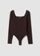 Body marrone in tessuto elasticizzato traspirante con scollo ampio ALTAVIA STUDIO_4