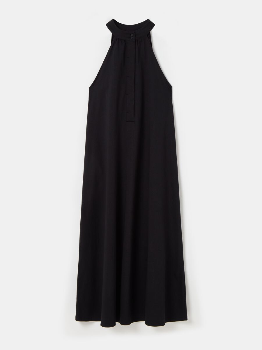Contemporary long dress with halter neckline_4