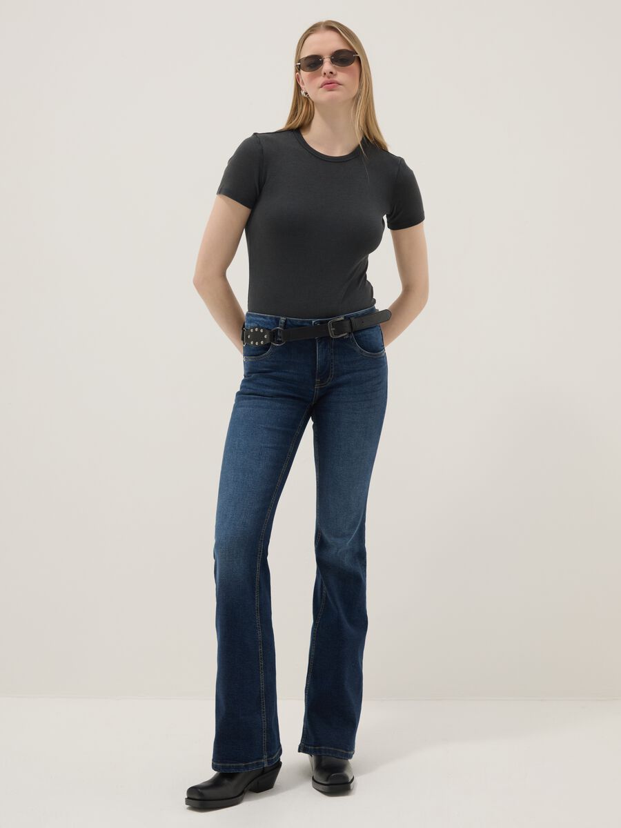 Grey slim fit stretch cotton top_1