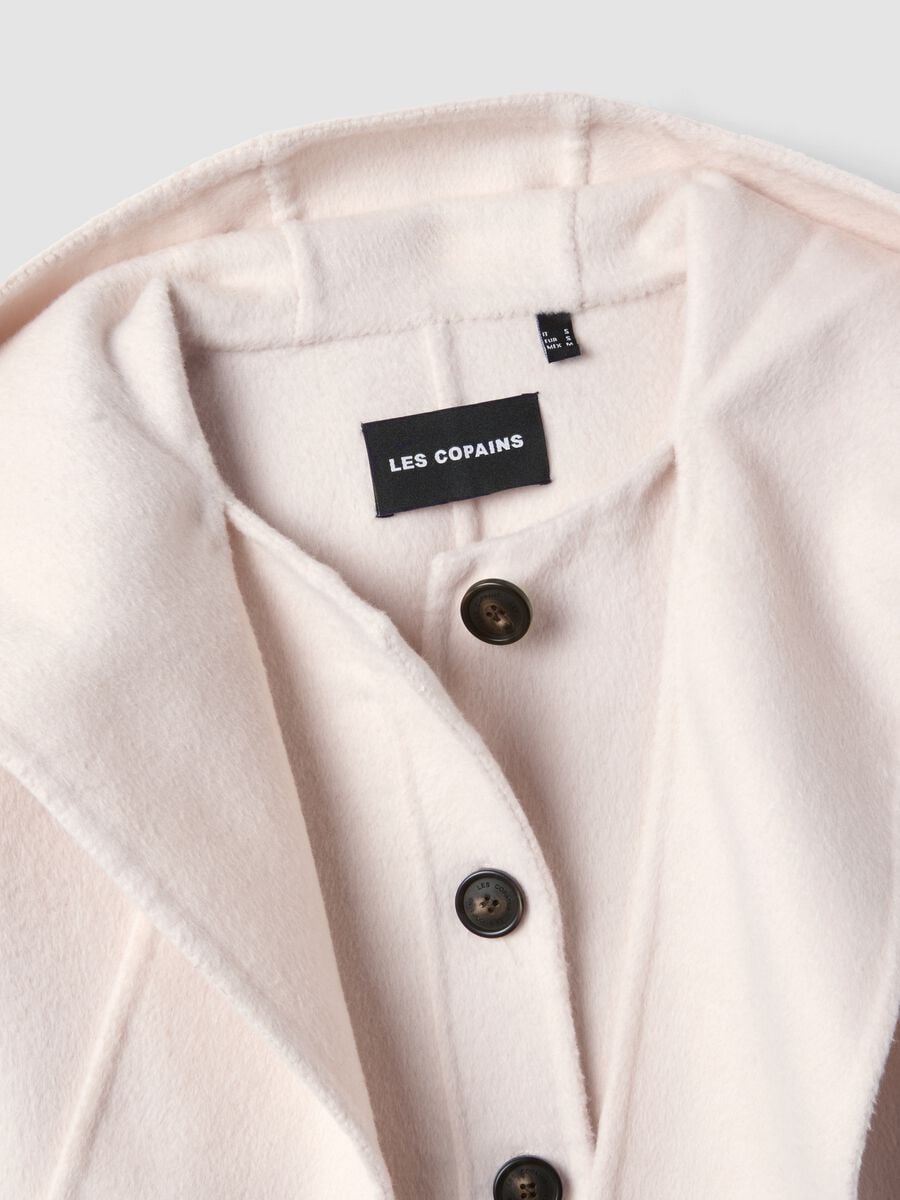 Cappotto bianco corto in misto lana con cappuccio regular fit_5