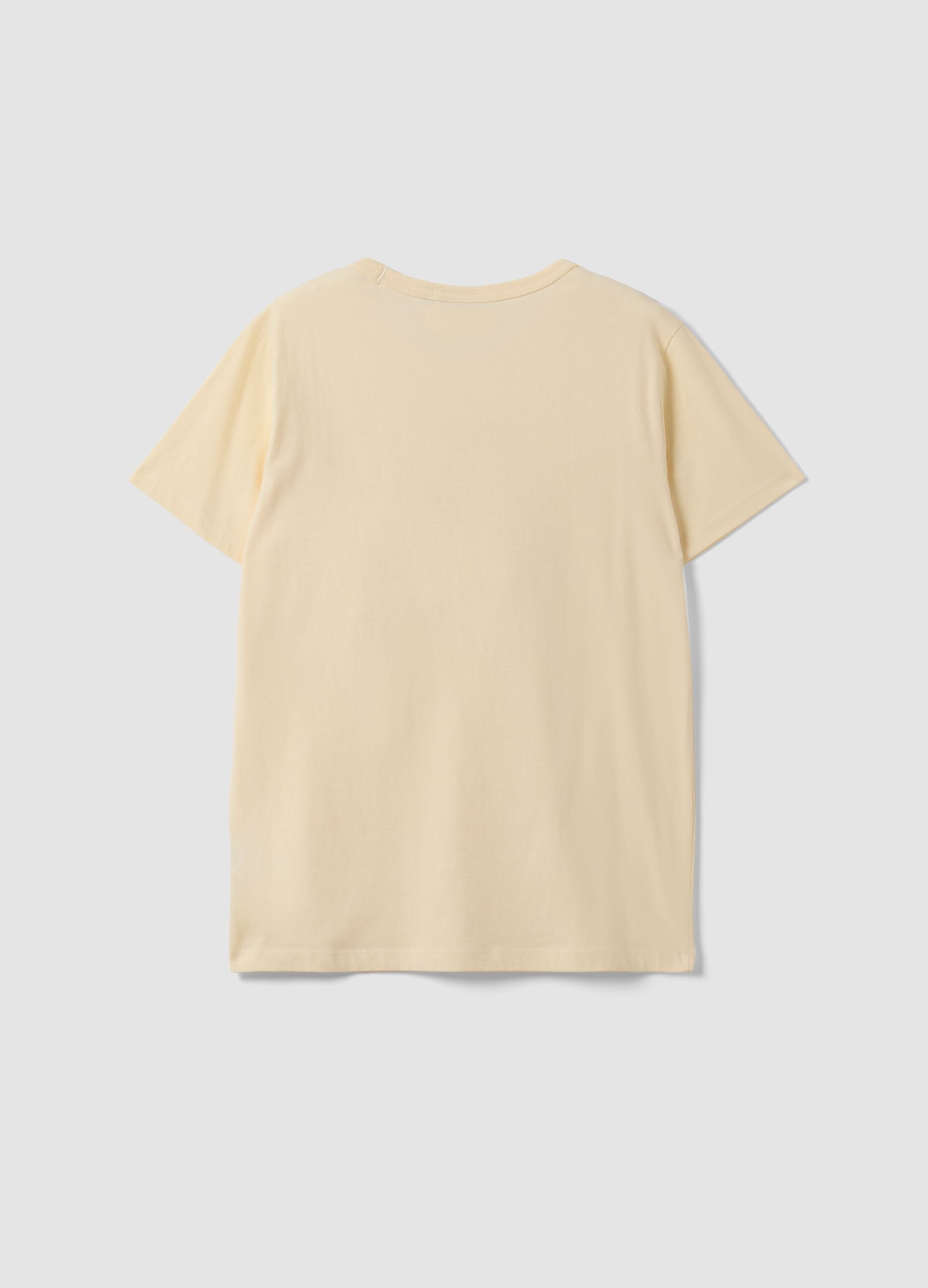 Beige pure cotton regular-fit T-shirt with cute animal print