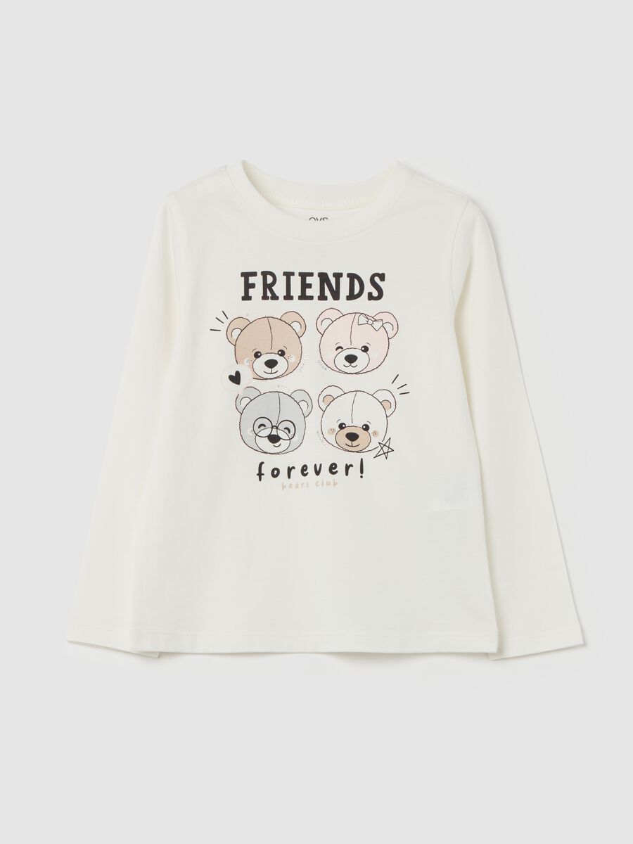 Cotton T-shirt with print and long sleeves_0