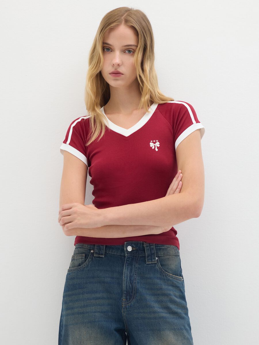 T-shirt in puro cotone multicolor fitted_0