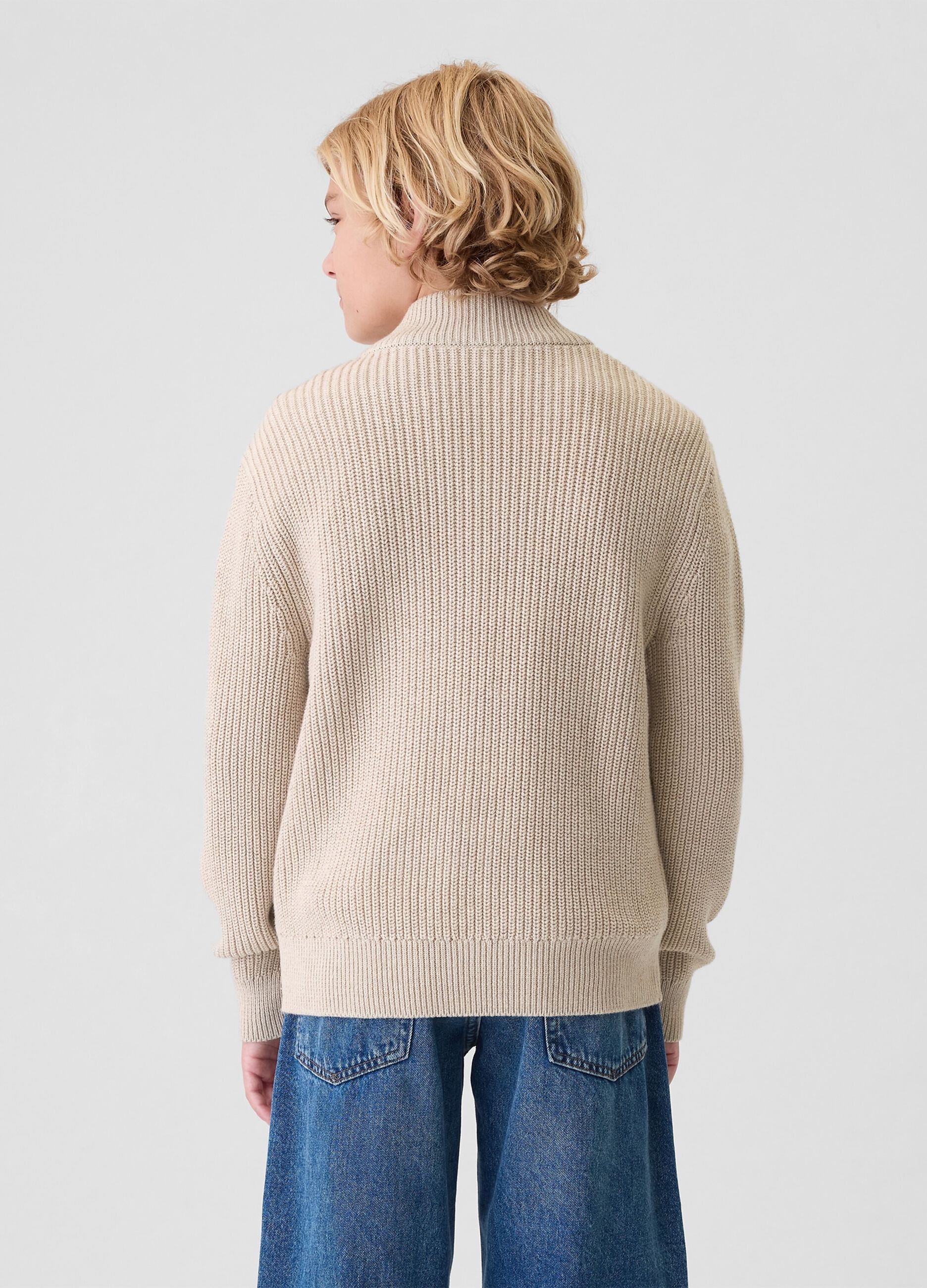 Mock neck pullover with half zip