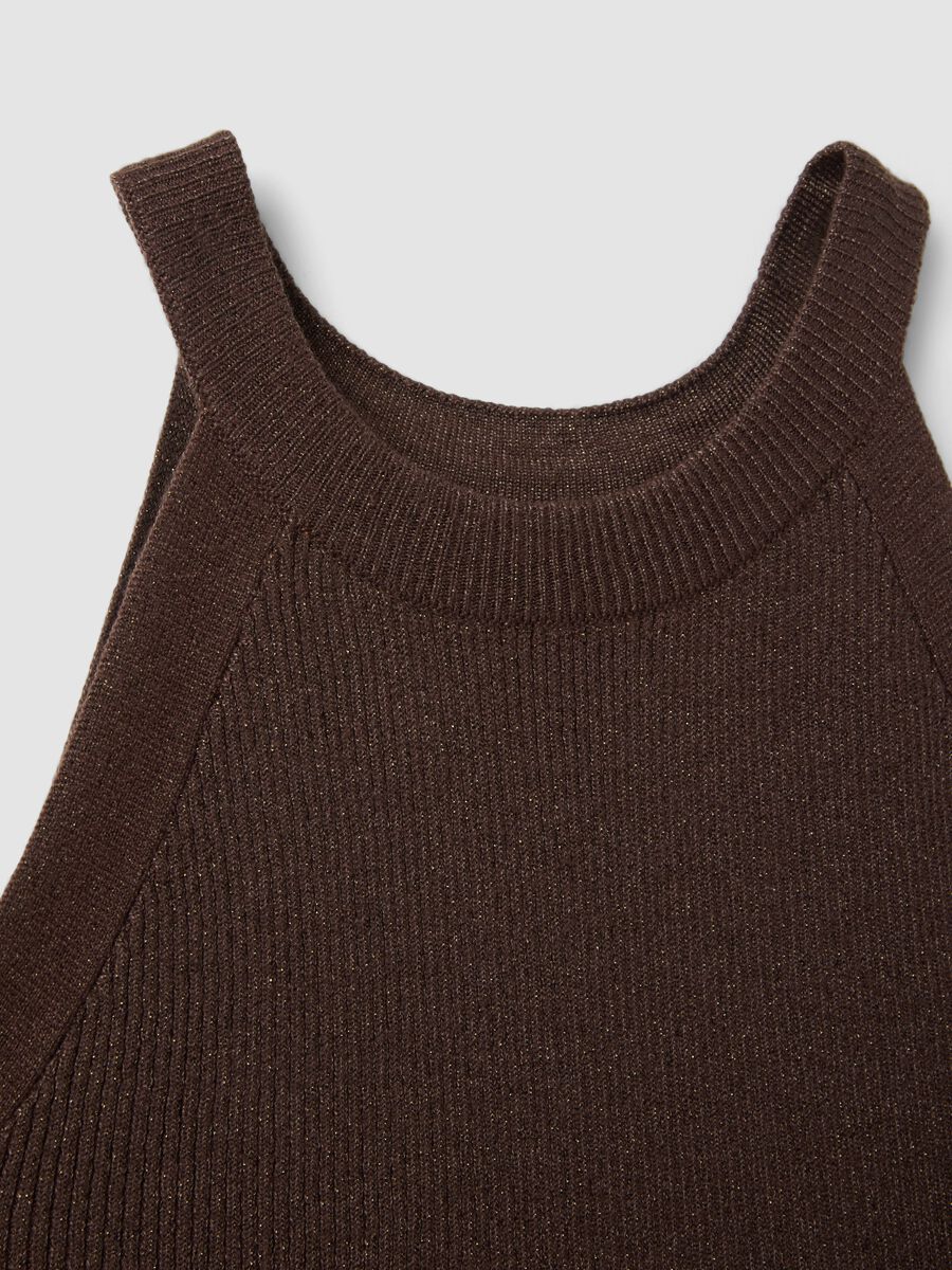 Tank top fitted in misto viscosa marrone_1