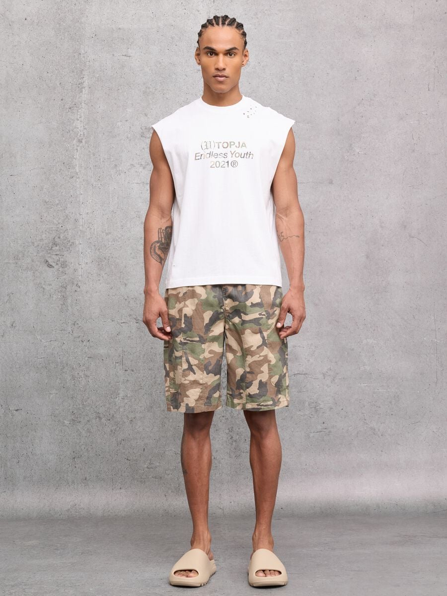 100% Linen Shorts Camo_0