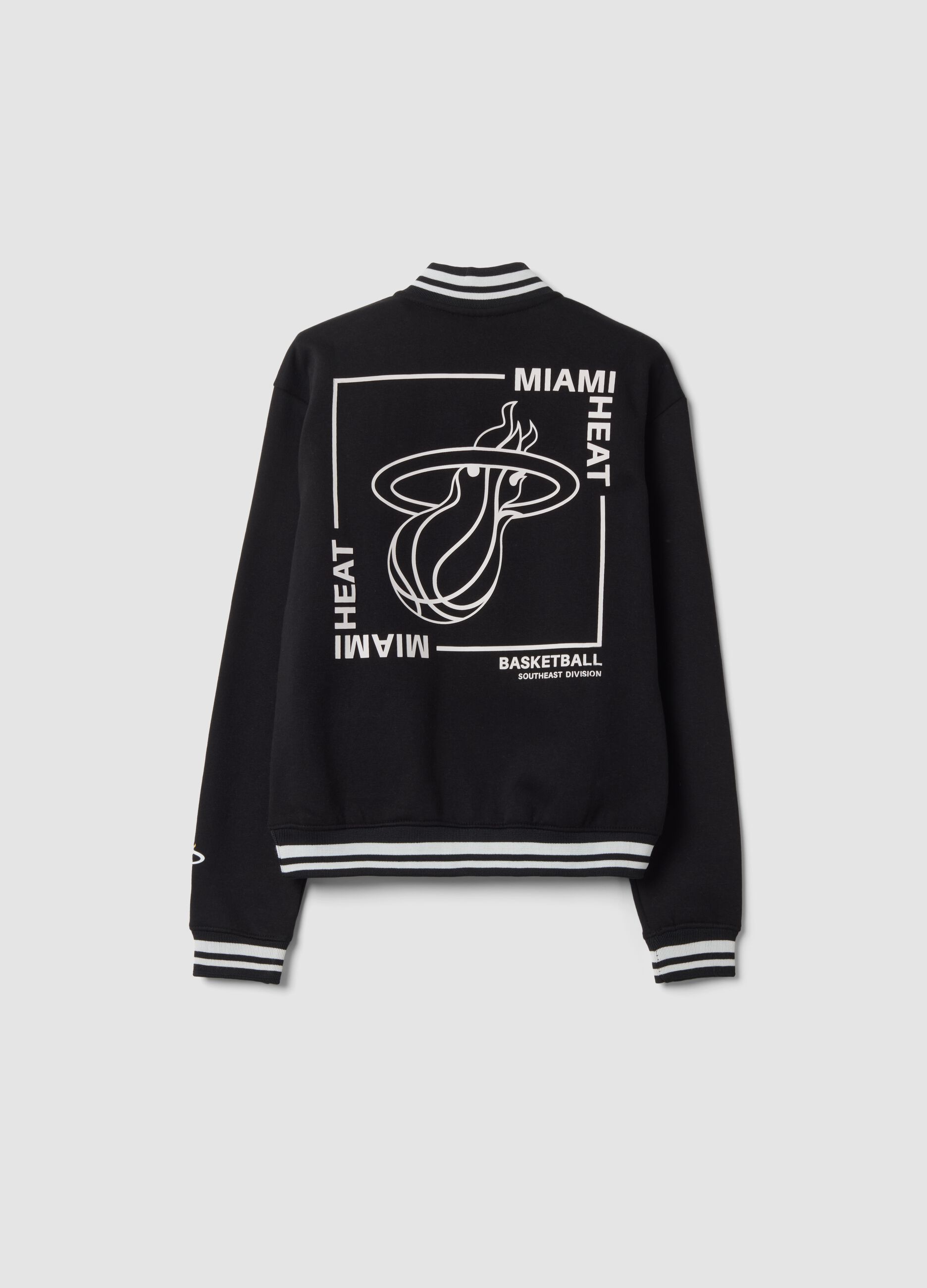 Black college-style cotton-blend sweatshirt with Miami Heat logo