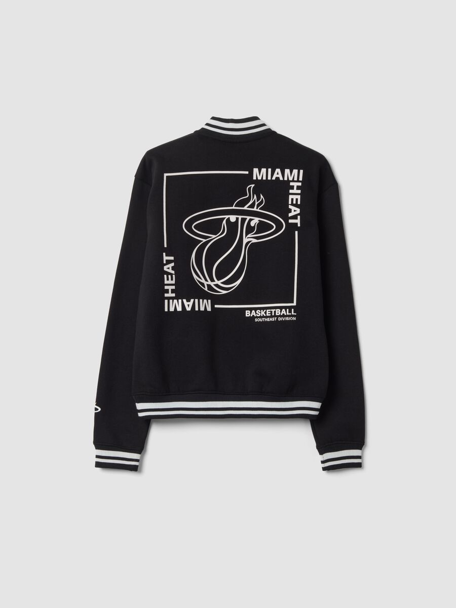 Black college-style cotton-blend sweatshirt with Miami Heat logo_1