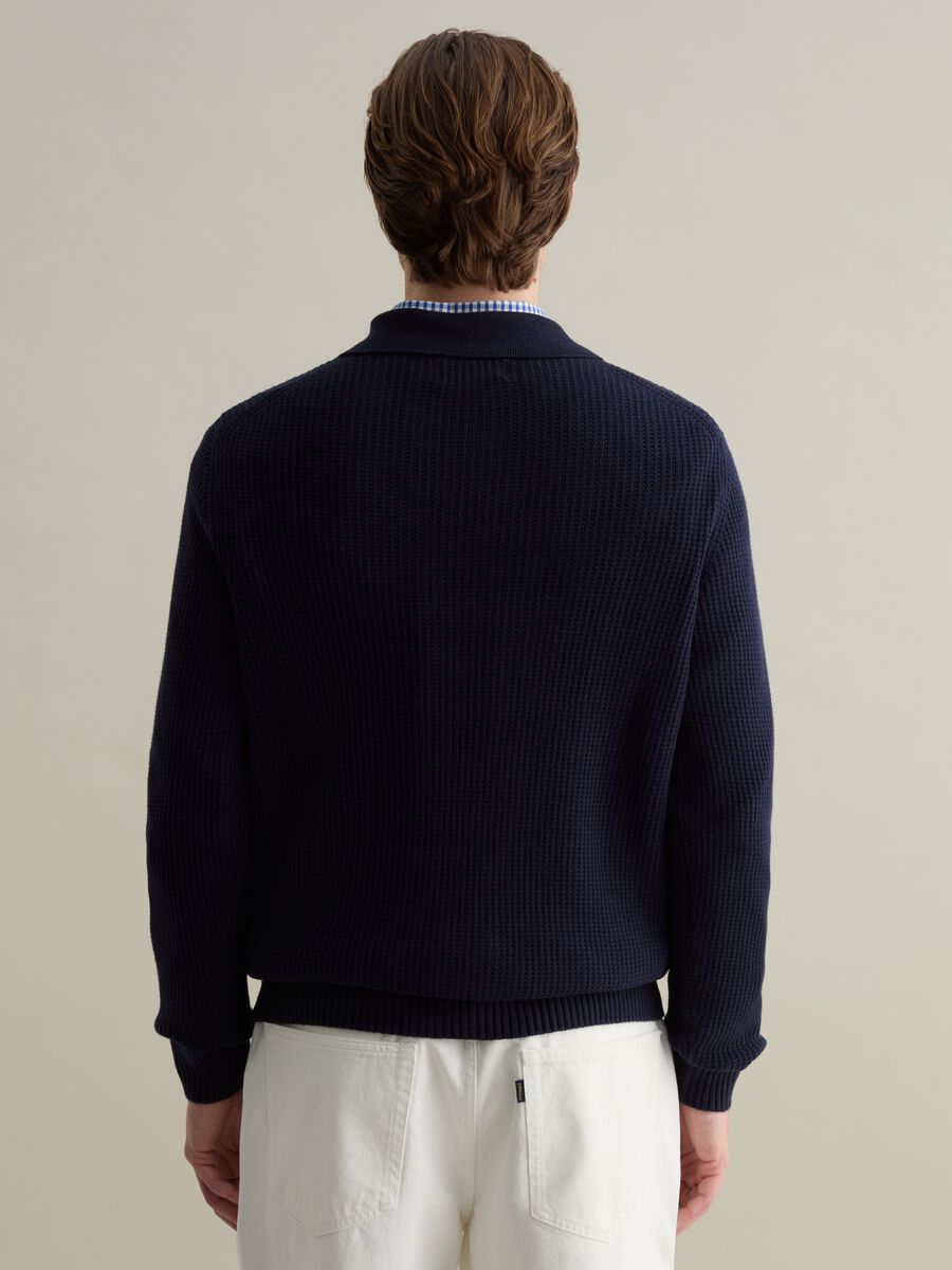 Pullover with polo neck and micro waffle weave_2